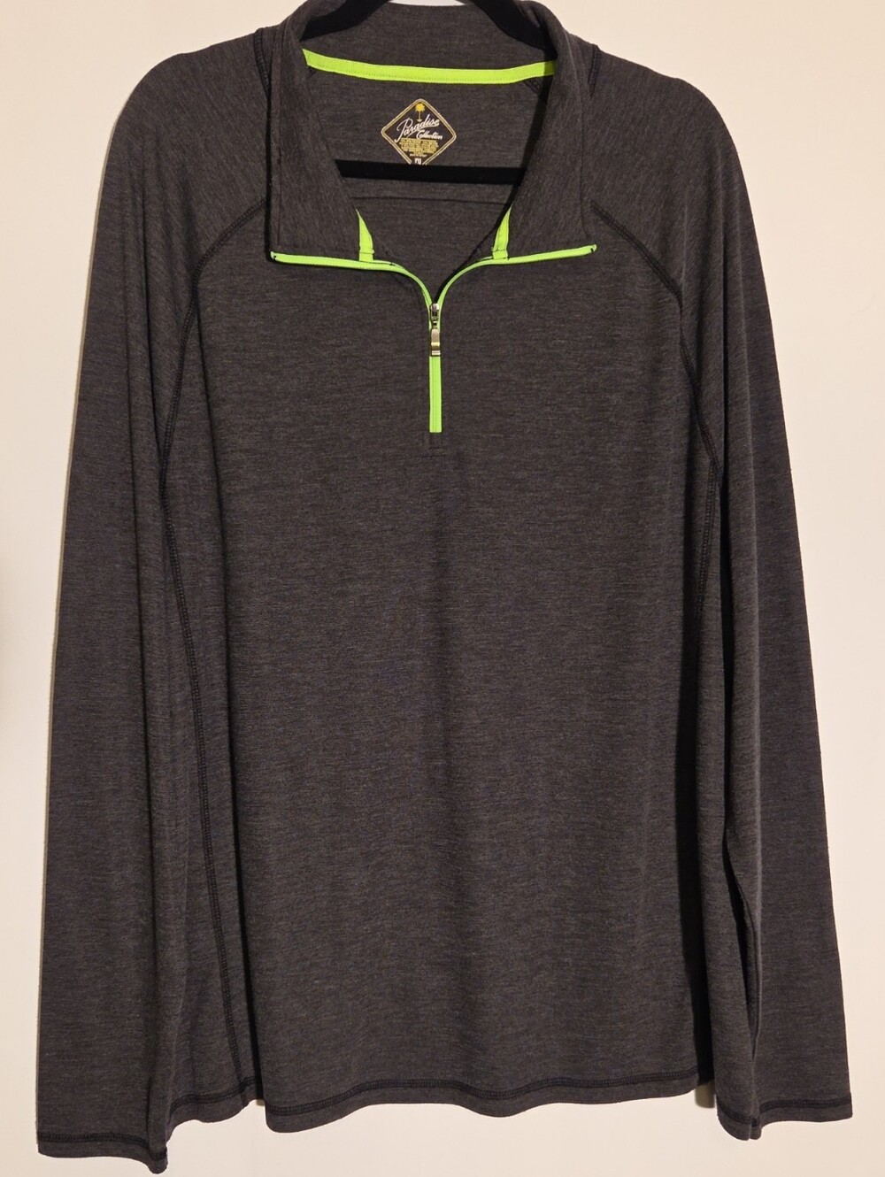 Men's Charcoal Performance Quarter-Zip Jacket with Lime Trim